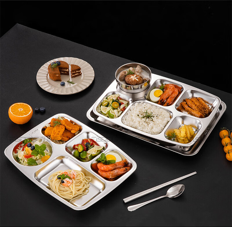 FISDDIS304 Stainless Steel 6-Compartment Commercial Fast Food Tray 350g 26