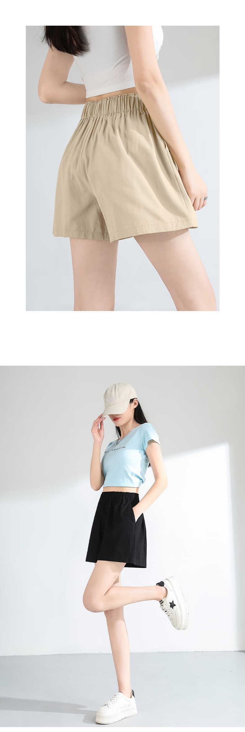 Baleno 100% Pure Cotton Shorts for Women, New Summer 2025 Style, High-Waisted Loose Wide-Leg Pants, Versatile Three-Quarter Length Shorts for Outdoor Activities And Travel 13