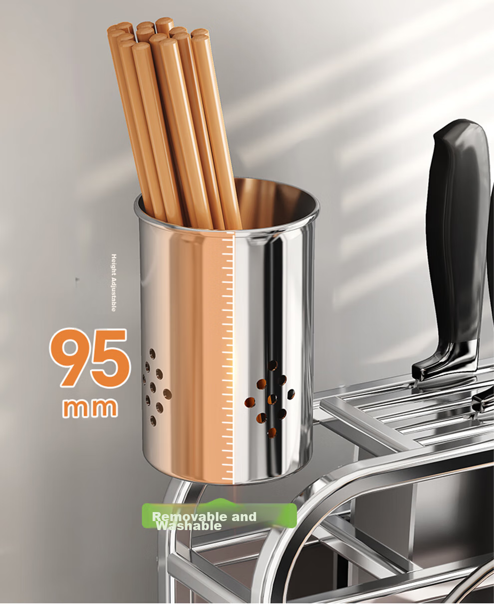 Shuaishi Knife Holder, Kitchen Storage Rack, 304 Stainless Steel Knife Organizer, Chopstick Holder, Kitchen Knife And Cutting Board Rack, Complete Set of Utensils 16