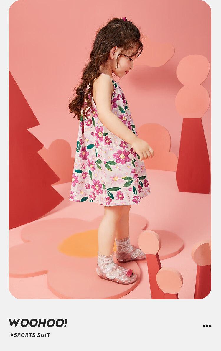 ASK JUNIOR Girls' Summer Dress, Children's Floral Spaghetti Strap Dress for Beach Vacation, Princess Style 10