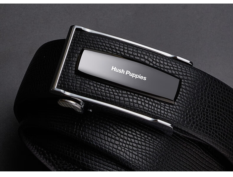 Hush Puppies Men's Leather Belt with Automatic Buckle, Business Steel Buckle Waistband, Birthday Gift for Boyfriend, Practical Gift Box Set 3