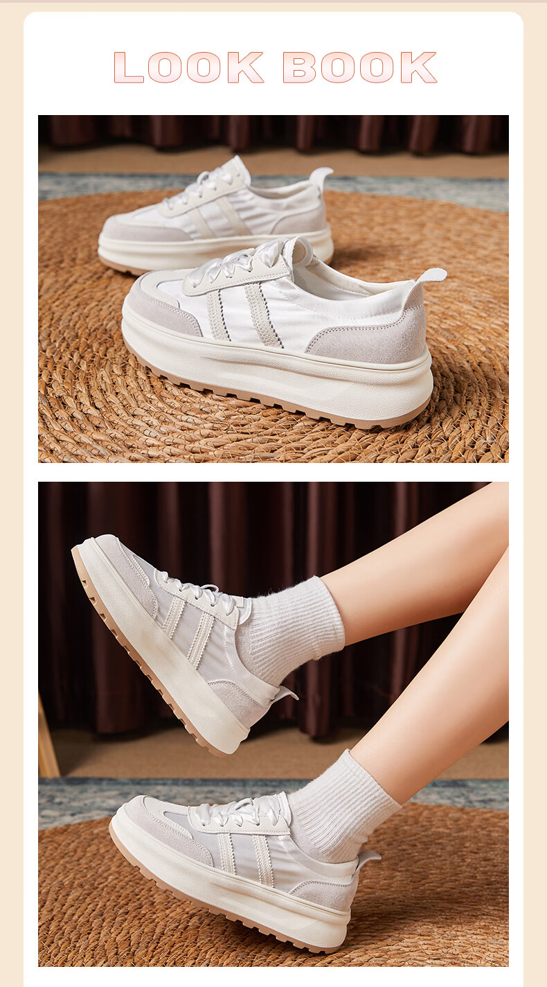 LA CHAPELLE Women's Casual Thick-Soled Sneakers Lightweight Trendy Soft Sole Shoes White 39 8