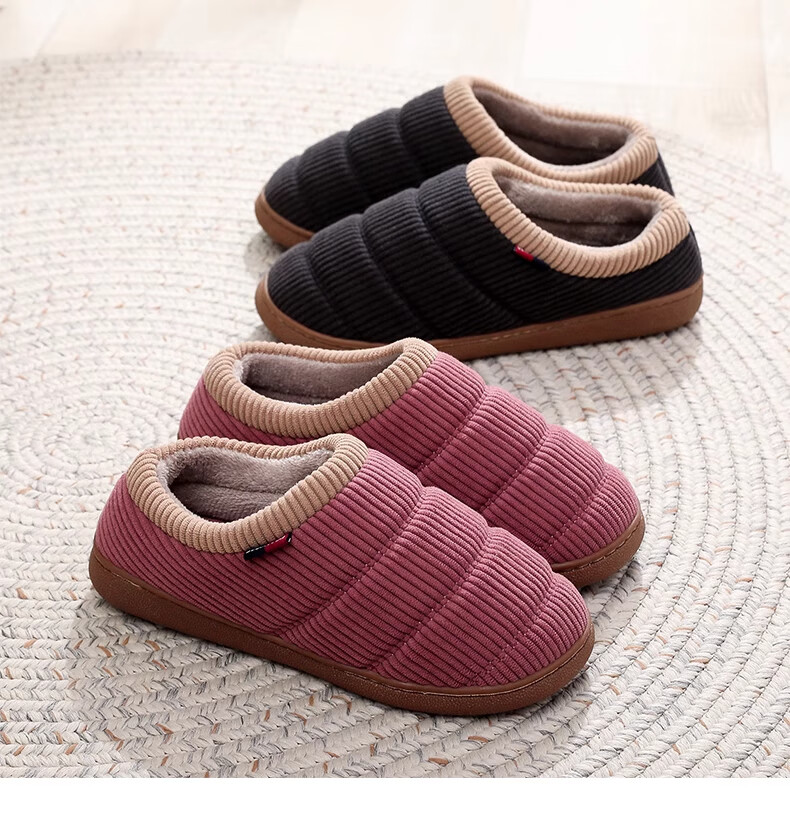 GUOLUOFEI Cotton Slippers Non-Slip for Men And Women with Heel, Middle-Aged And Elderly Home Wear Fleece-Lined Thick Warm Cotton Shoes Dark Gray Size 40-41 8