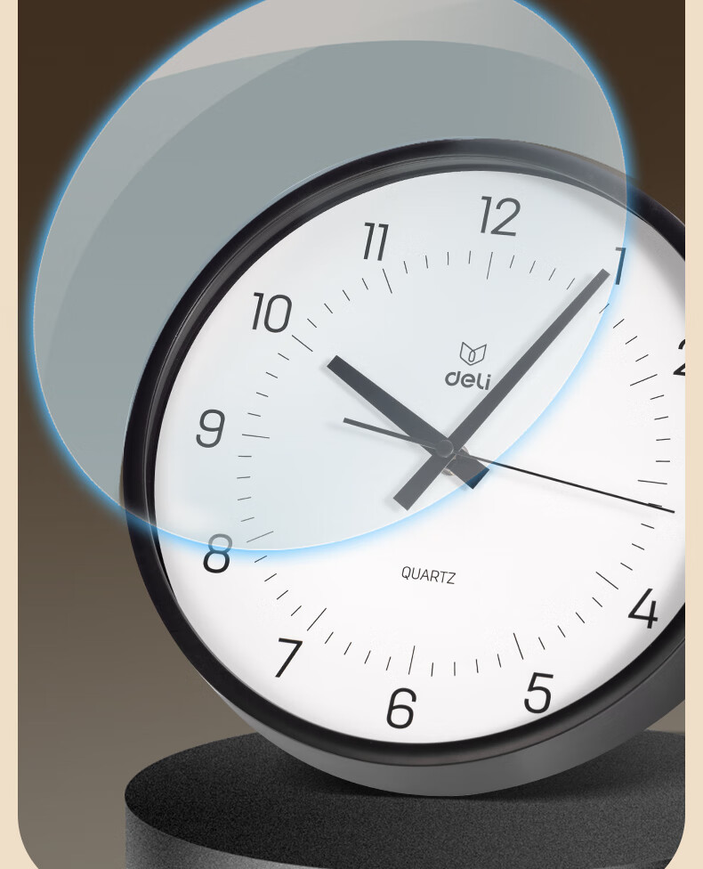 Deli Simple And Stylish Wall Clock, Bedroom Living Room Time Reminder, No Drilling Required Good Value, White LE401 Back-To Seaso 9