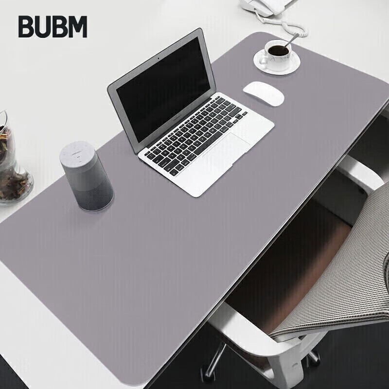 BUBM Extra Large Mouse Pad, Oversized Office Desk Pad, Keyboard Mat, Writing Pad, Laptop Mat, Leather Desktop Pad, Gaming Mouse Pad, Gray with Metallic Silver