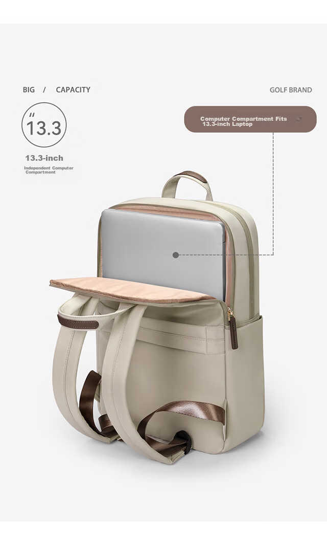 GOLF Women's Backpack, 13.3-Inch Apple Laptop Hidden Handle, Huawei Computer Backpack, Women's Schoolbag, Business Travel Bag 7