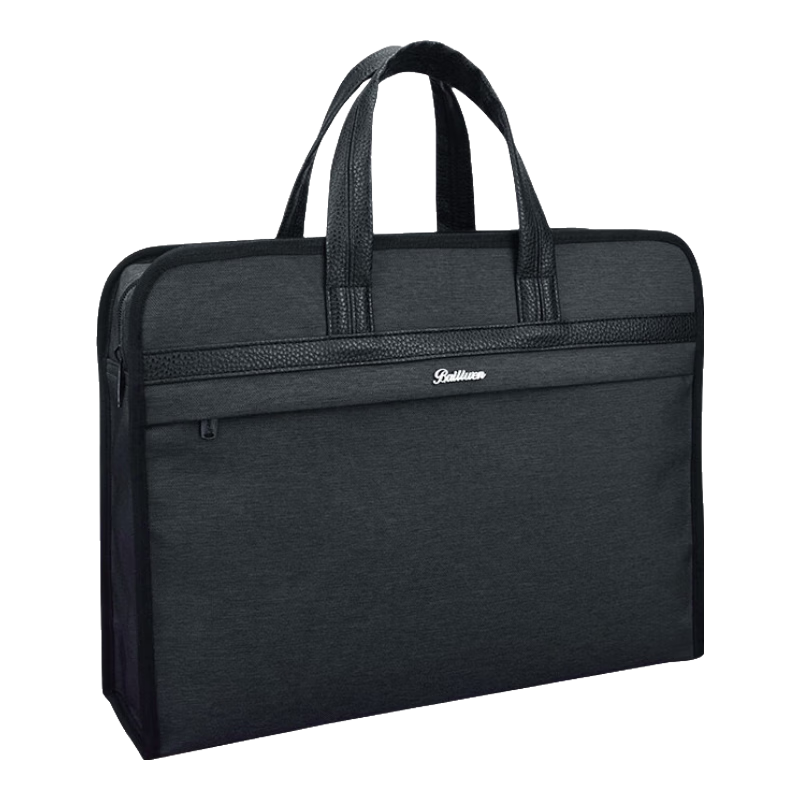 Bailiwen B0065 Black 3D Double-Layer Handbag, Document Bag, File Bag, Briefcase, Laptop Bag for Men, Thickened Style, Computer Bag, Briefcase, Handheld File Bag, Customizable with Printed Logo