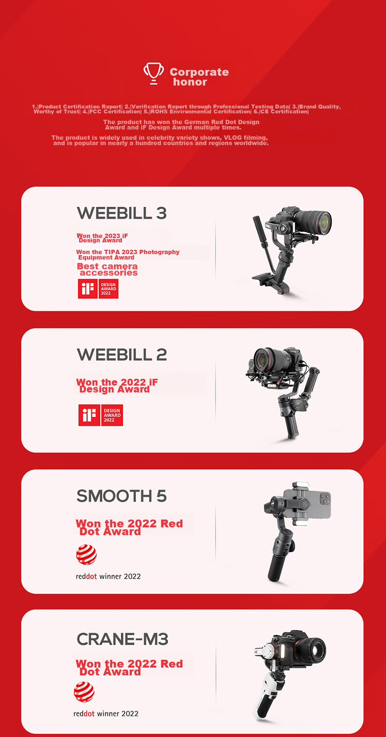 Zhiyun WEEBILL 3S Camera Stabilizer Handheld Gimbal, Anti-Shake Professional Handheld Shooting for Commercial Use, 3kg Load Capacity, DSLR And Mirrorless Camera Gimbal Kit 16