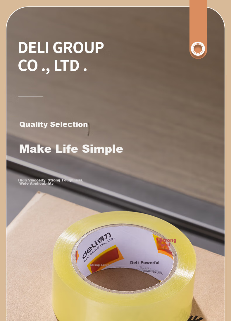 Deli High-Quality Transparent Yellow Packing Tape / Shipping Tape, 45mm*100y*45μm, 6 Rolls/tube, Office Supplies, JD151 1