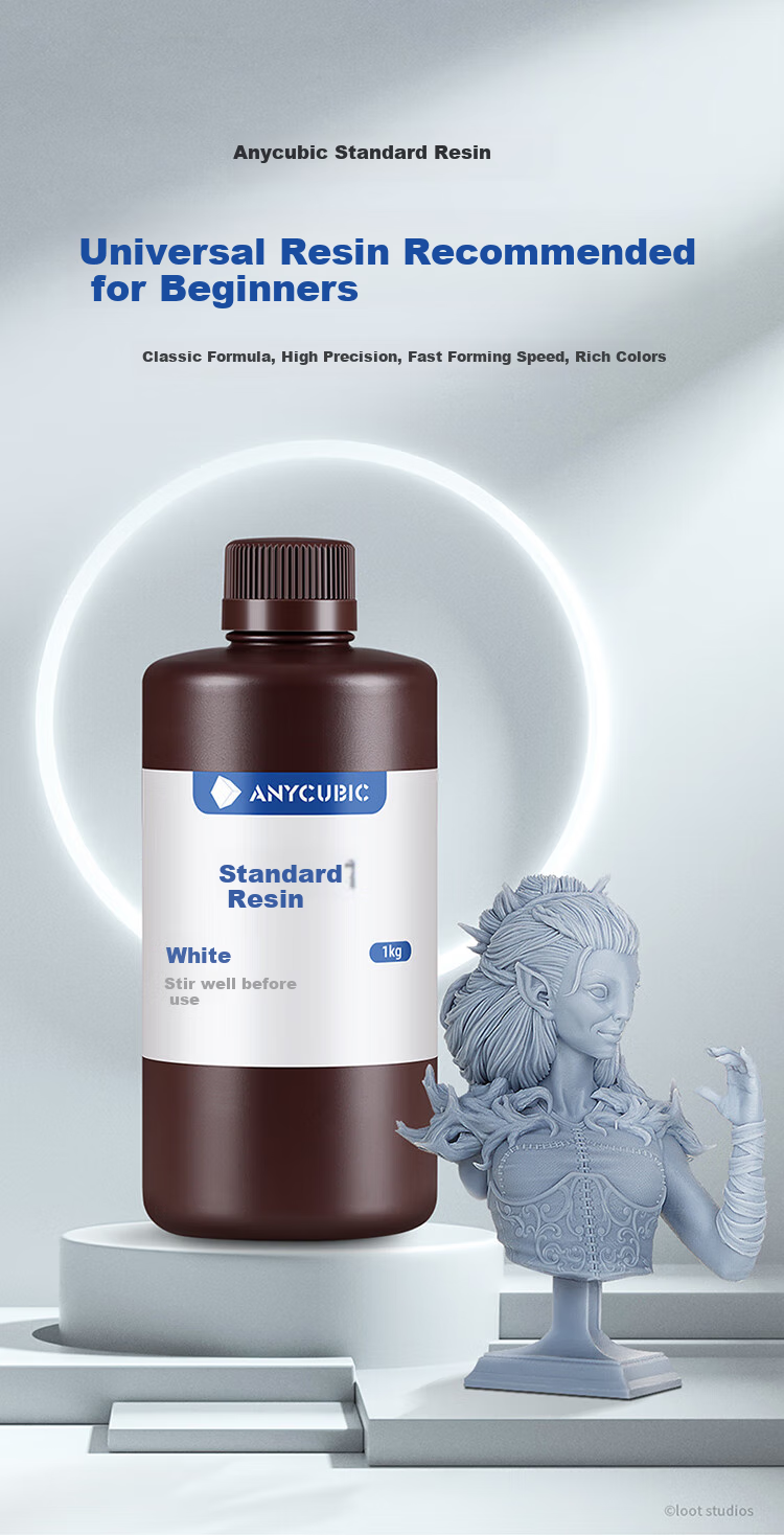 Zongweilifang Light Curing 3D Printer Standard Resin, Photosensitive Resin for 3D Printer Consumables, 1kg White 1