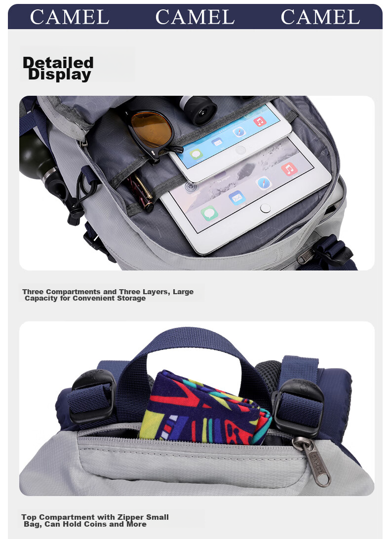 CAMEL Hiking Backpack, Outdoor Backpack, Travel Backpack, Mountaineering Backpack, Trekking Backpack, 2S04001A, Khaki 11