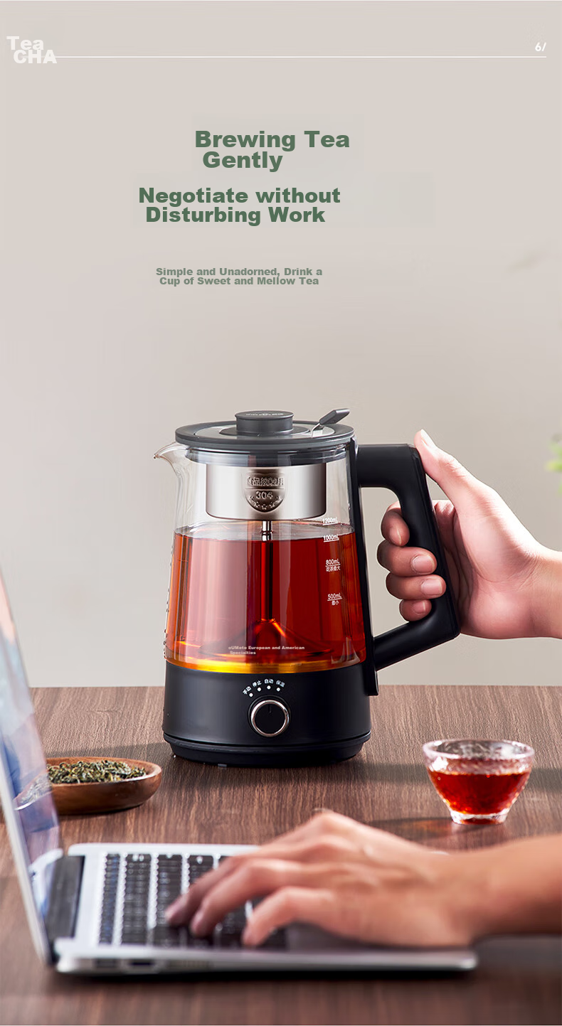OUMETE Tea Kettle, Tea Maker, Spray-Type Steam Kettle, Health Pot, Glass Constant Temperature Insulated Tea Brewing Kettle OMT-PC1016A (Double Mesh) 10