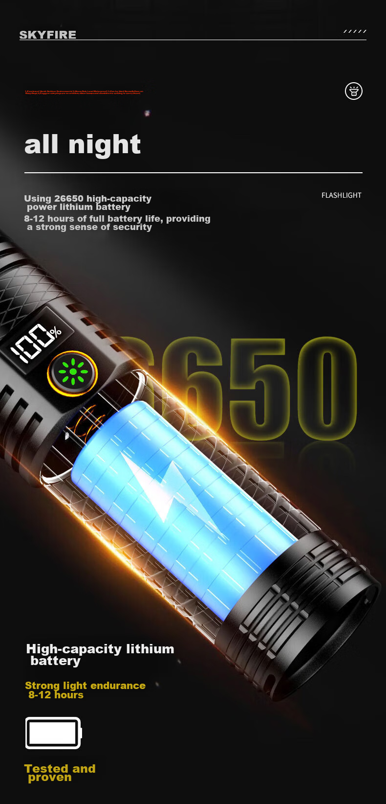 SkyFire Flashlight, High Brightness, Long Battery Life, Outdoor Survival, Ultra-Bright Laser, Outdoor And Home Use, Military-Grade, Compact Specialized Illumination Lamp 13