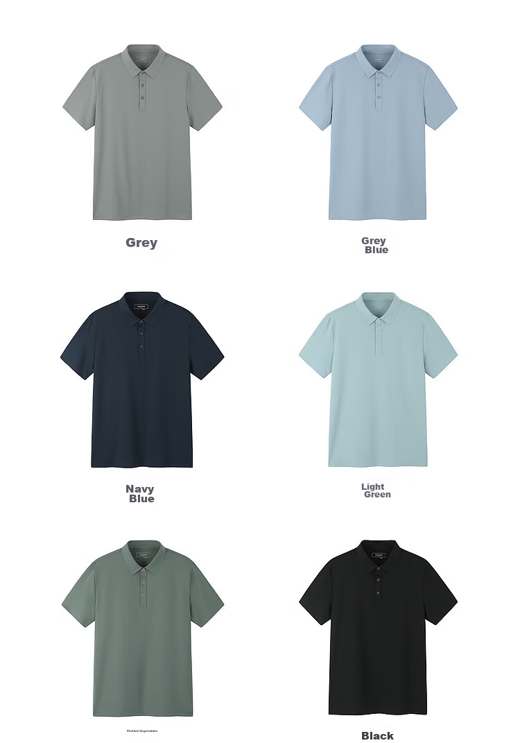 YOUNGOR POLO Men's, Summer Young Men's Business Casual Short-Sleeve High-End Polo Shirt, Gray, S 20