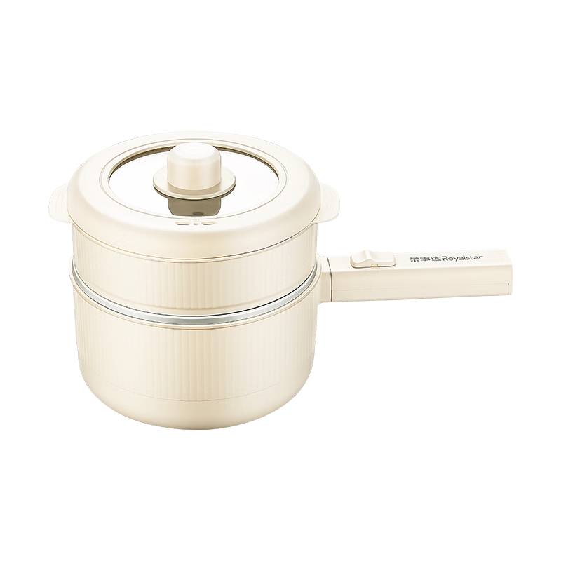 Royalstar Electric Cooking Pot, Home Use Electric Steamer, All-In Multifunctional Pot for Stewing And Steaming, Dorm Small Electric Pot with Titanium Coating, Baby Food Pot, Noodle Pot, Electric Hot Pot, 1.6L with Steamer Basket DZG16A(Ti)