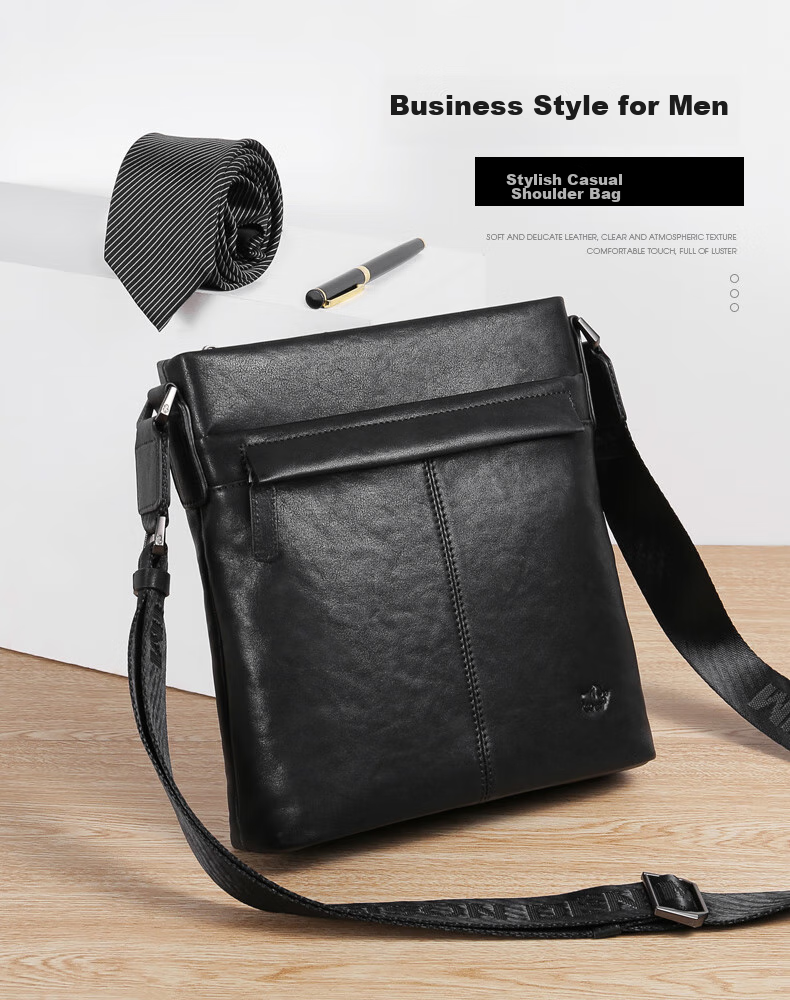 Meizhouyeniou Men's Single Shoulder Bag, Top-Grain Leather Casual Shoulder Crossbody Bag, Business Men's Bag, Birthday Gift for Boyfriend 3