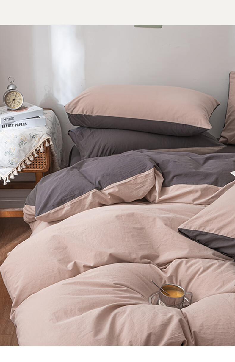 Wuyinliangpin Class A 100% Pure Cotton Duvet Cover, All-Cotton Solid Color Student Dormitory Single Bed Quilt Cover 150*200cm 3