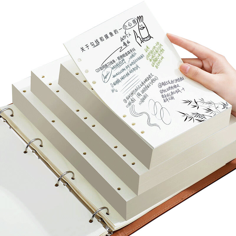 Longe B5 Loose-Leaf Notebook Refill, 9-Hole Loose-Leaf Paper, Replacement Pages for Notebooks, Blank Refill Paper, 80 Sheets/Book, Customizable