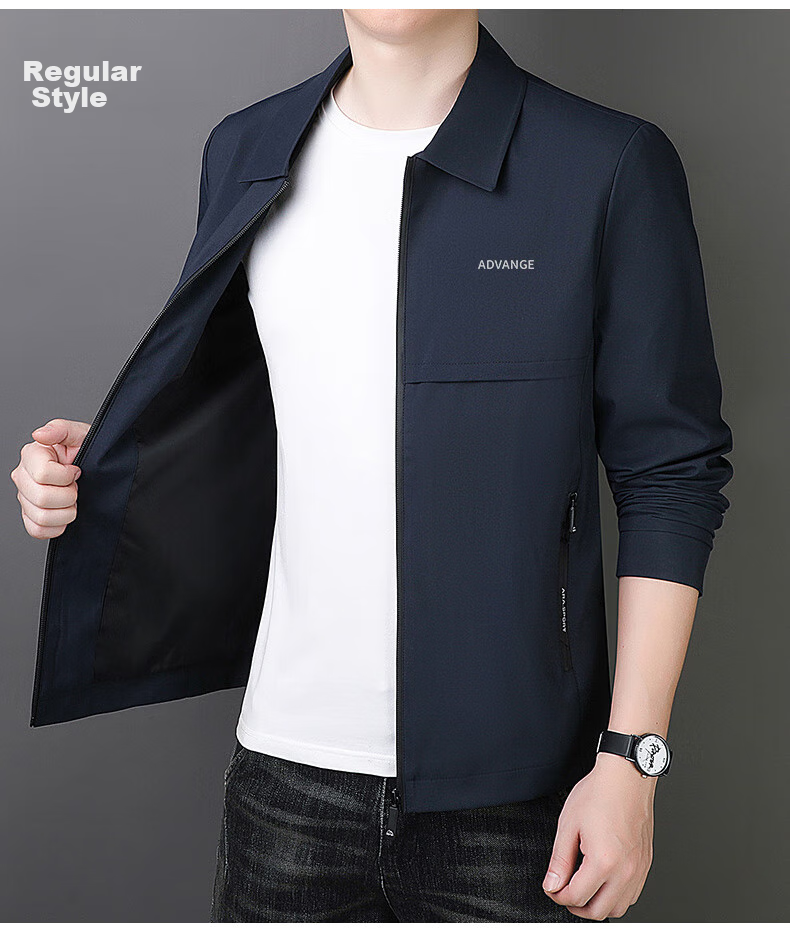 ROMON Men's Jacket, Spring And Autumn Business Casual Lapel Coat, Trendy Cadre Executive Jacket, Men's Clothing MK73 Black XL 12