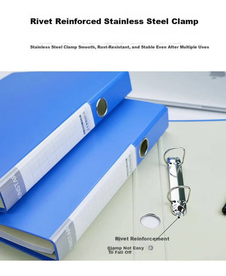MAKINO Paper D-Type File Folder, Loose-Leaf Punched File Folder, Student Organizer, Office Business Supplies, Document Folder, File Storage Report Folder, Blue 4