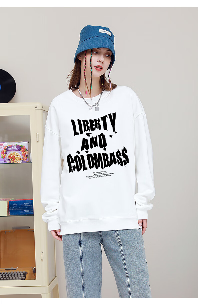 Colombass Heavyweight Pullover Crewneck Sweatshirt for Men And Women, Autumn And Winter Trendy Loose-Fit Hoodless Long-Sleeve Base Layer Trendy Jacket 2