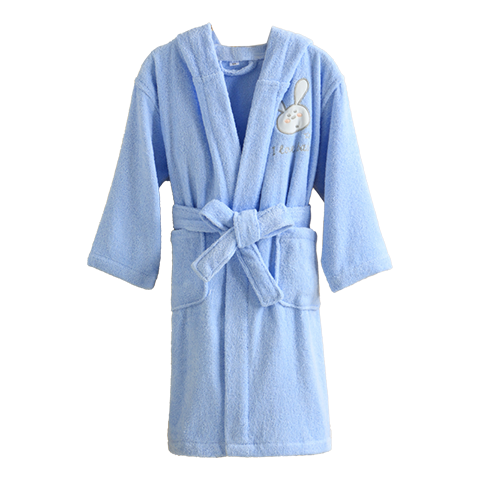 Zhuyibai Pure Cotton Children's Bathrobe, Thickened for Older Kids, Cartoon Towel Fabric, Boys And Girls Home Bathrobe, Size L, Blue