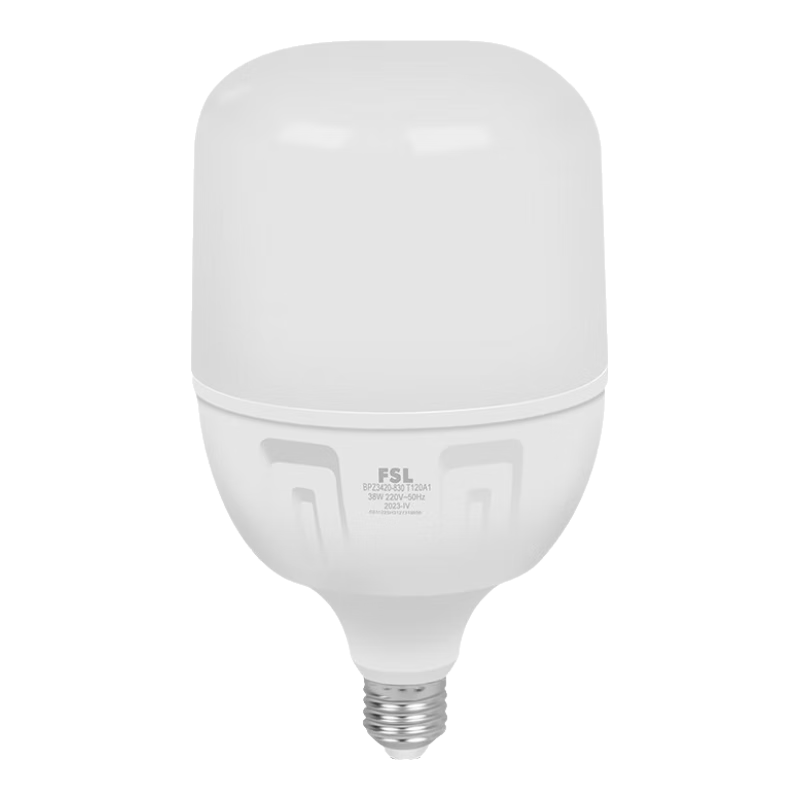 Foshanzhaoming (FSL) LED Bulb, 38W Cylindrical Globe Bulb, Energy-Saving Lamp, High-Power Lighting Source, Super Bright Bulb, E27 Screw Base, Warm Light (3000K)