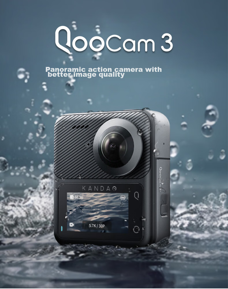 KanDao Sees QooCam3 Panoramic Action Camera, 5.7K High-Definition Anti-Shake Waterproof Action Camera for Vlogging, Skiing, Diving, Outdoor Activities, And Motorcycle Riding 1