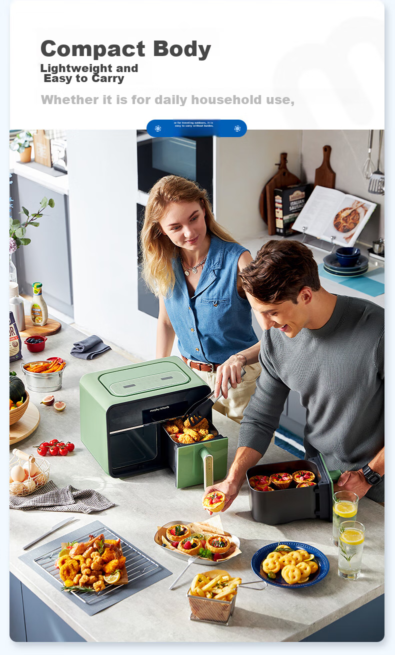 Morphyrichards Air Fryer for Home Use, Dual Compartment 8L Large Capacity, 14 Recipes, 720° Hot Circulation, Double-Bottom Multi-Functional Air Fryer And Oven, MR8100 Gree 19
