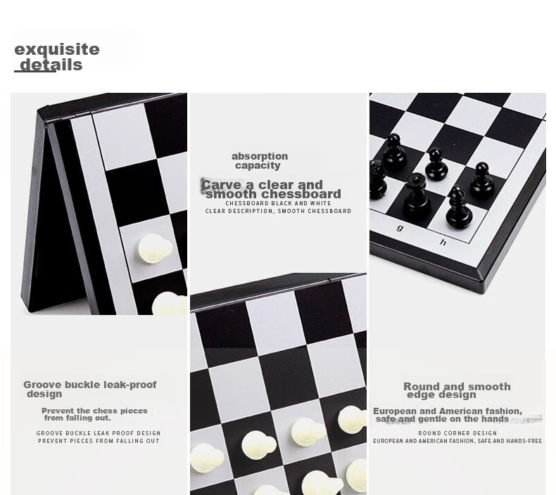 Chenggong International Chess, Children's Portable Folding Magnetic Chess Set, Dual-Use Chessboard, Educational Board Game for Camping, 4015 9