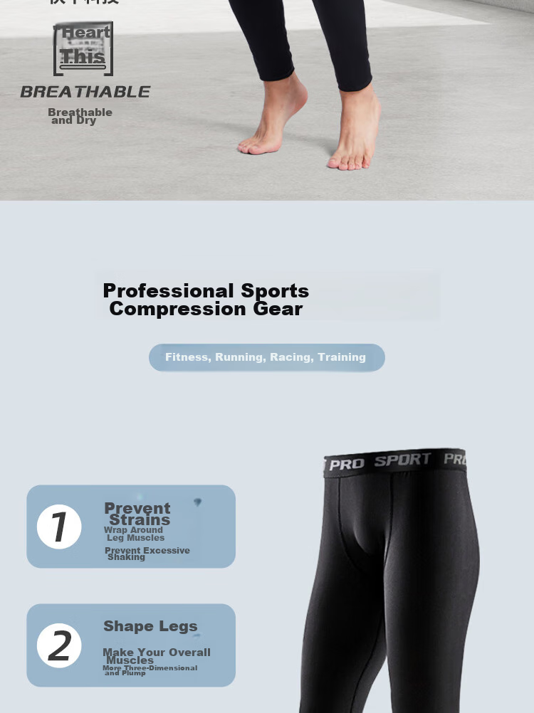 FANDIMU Men's Fitness Compression Pants, Running Sports Tight-Fitting Pants, Highly Elastic Breathable Basketball Track Training Long Pants, Summer Miracle Pants 2