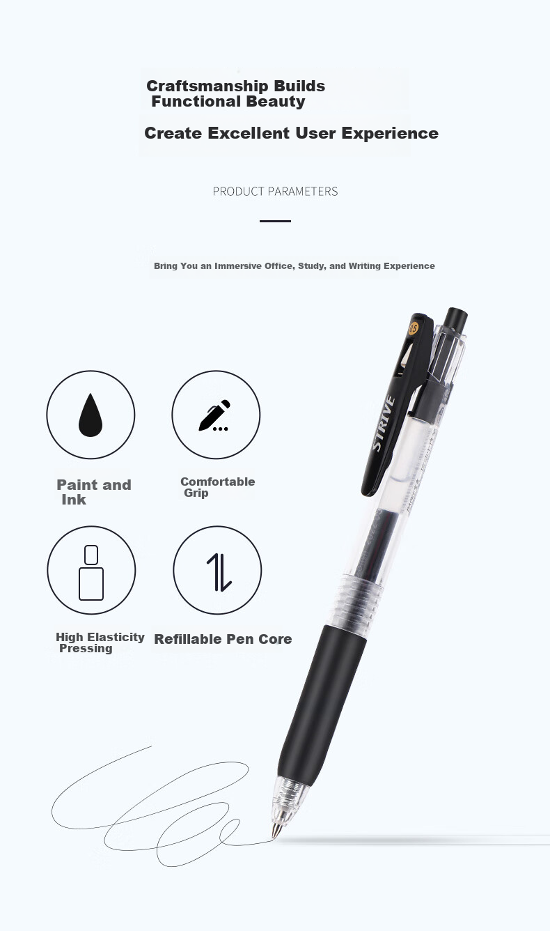BAOKE PC5108 0.5mm Retractable Gel Pen Red Bullet Tip 12pcs/Box 2