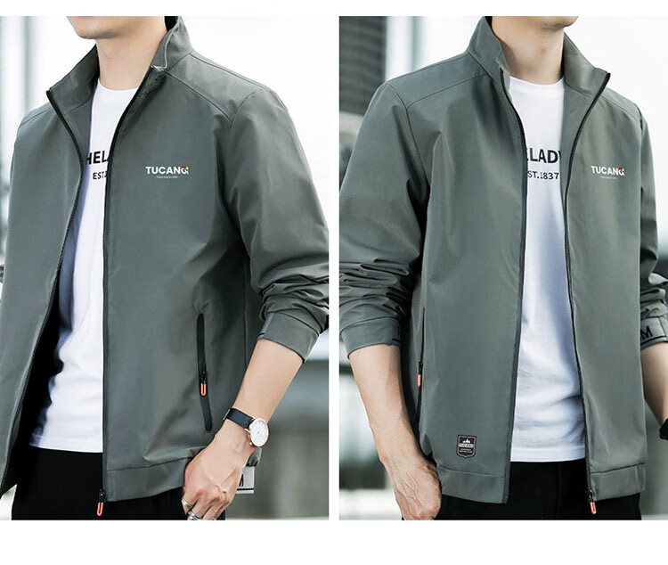 TUCANO Men's Jacket Autumn Winter Business Casual Stand Collar Coat Black M 11