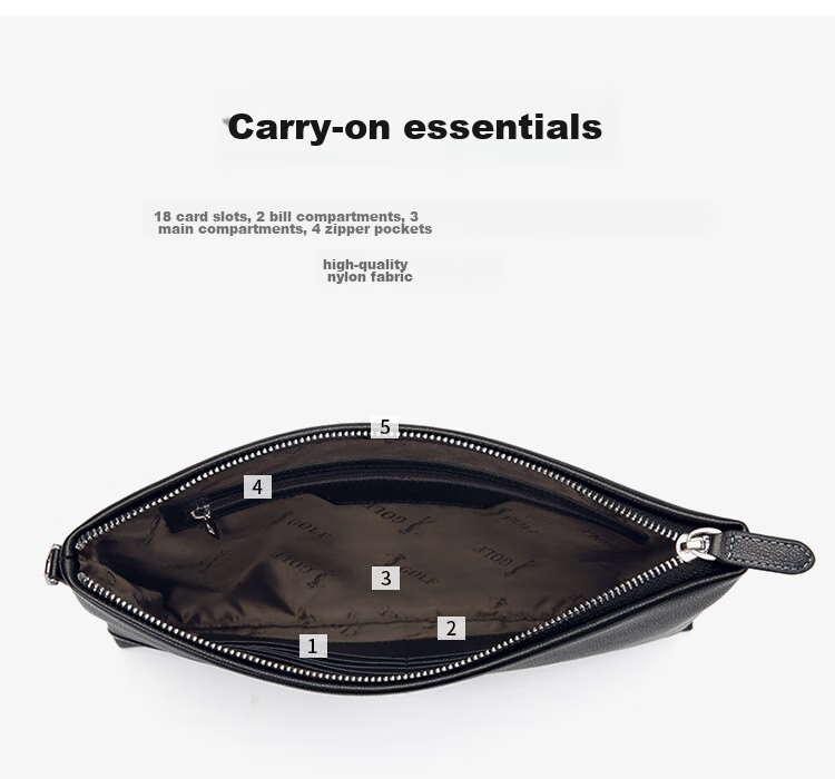 GOLF Men's Clutch, Soft Top-Grain Leather, Fashionable Envelope Wallet, Handheld Purse, Multiple Card Slots, Clutch Bag, Father's Day Gift 16