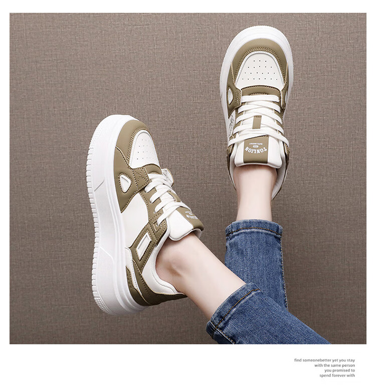 TonLion Women's Shoes, Autumn Season Footwear, Thick-Soled Sneakers for Women, Casual Dad Shoes, Women's Sports White Sneakers, White And Black, Size 37 14