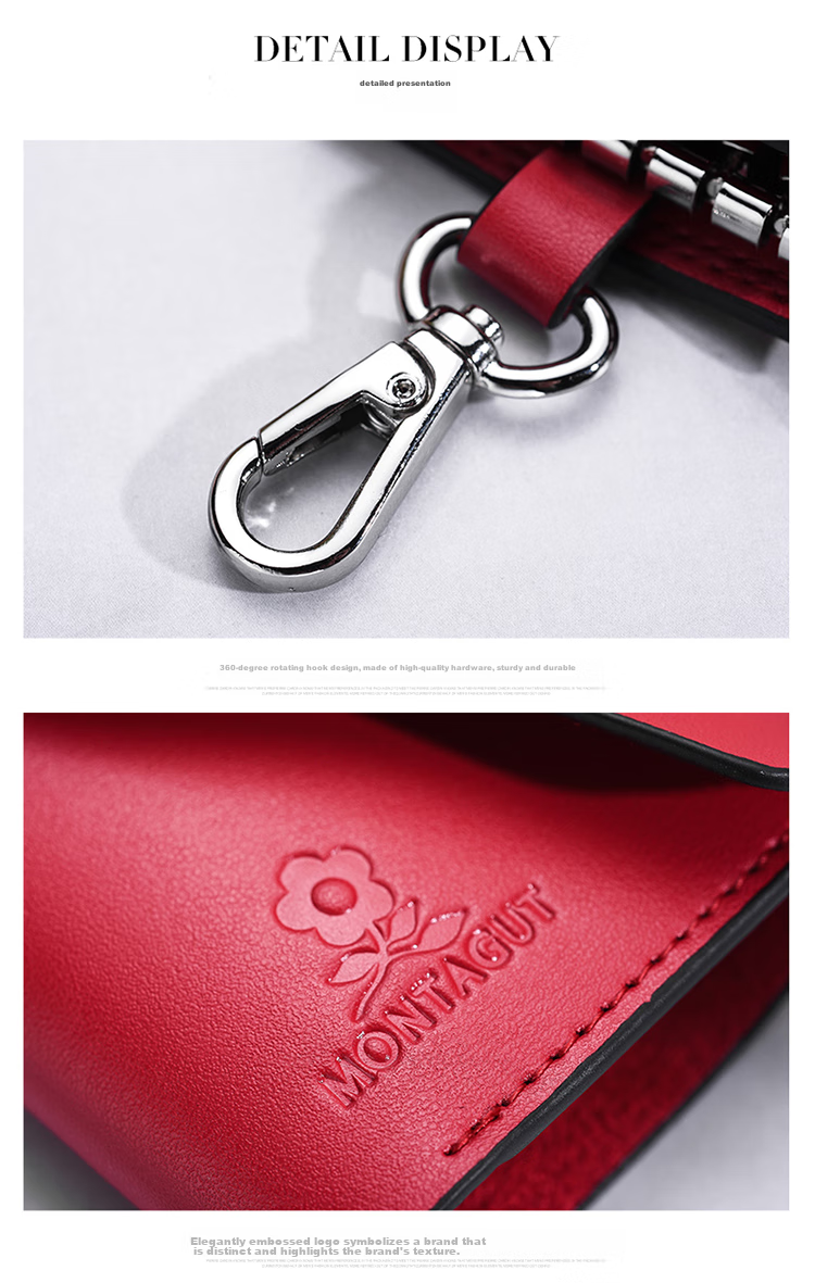 MONTAGUT Women's Handbag [Gift Box], Red Key Pouch, Women's Keychain, Birthday Gift for Women, Wedding Gift for Girlfriend, Practical Present 11