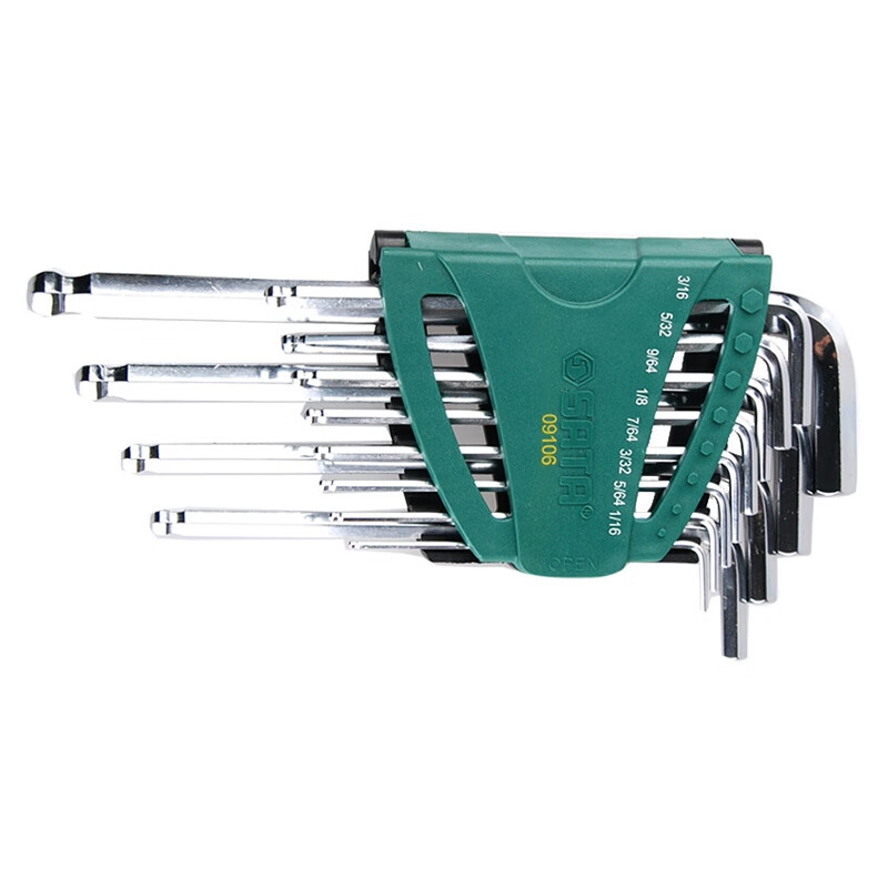 Shida 12-Piece Imperial Extended Ball-End Hex Key Set 1/16"-3/8" 09106