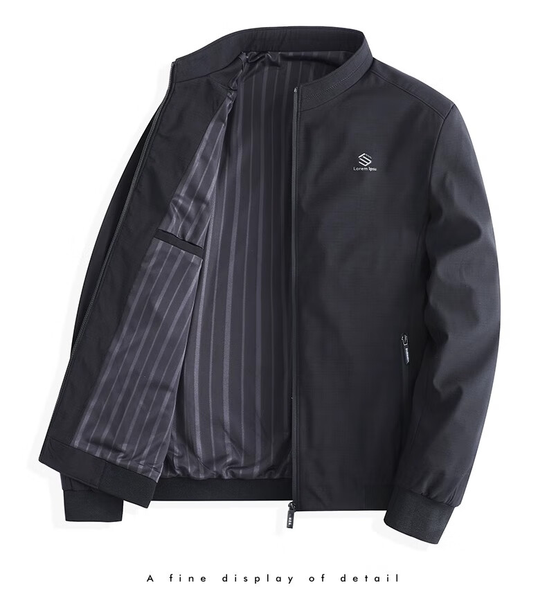 Baocaiyang Middle-Aged Dad Casual Jacket for Men, Spring And Autumn Stand-Up Collar Cadre Uniform Outerwear, Middle-Aged And Elderly Men's Clothing 6