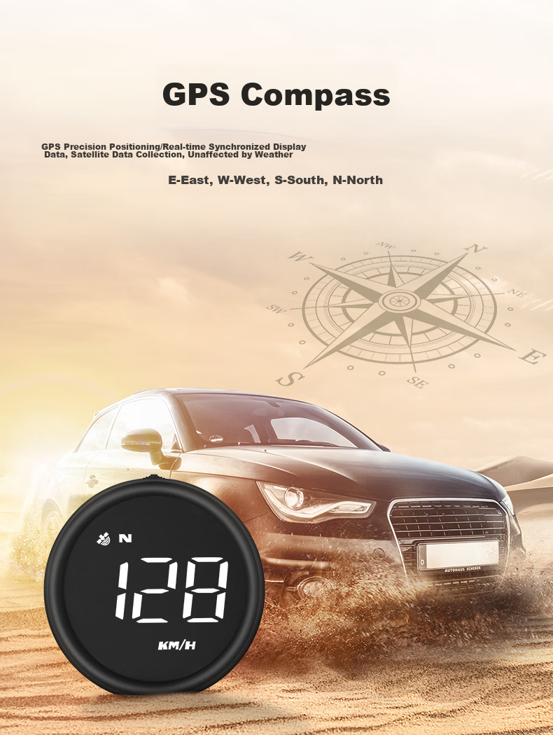 XINWUZHIJING Car HUD Head-Up Display, Universal LCD Instrument Cluster, GPS Version, Speed Warning, Leveling Display G1 6