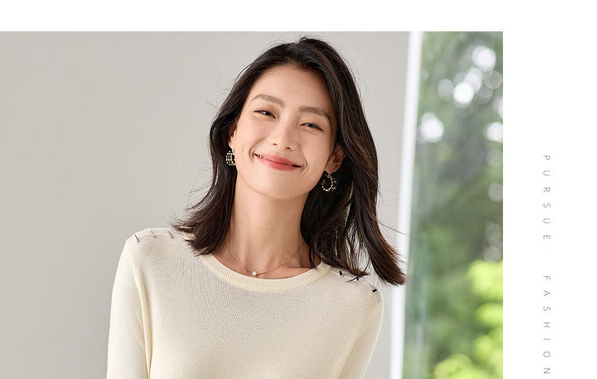 Chushen Chunqiu Women's Knitwear Designer Round Neck Solid Color Versatile Base Sweater Top S144Z7003 11