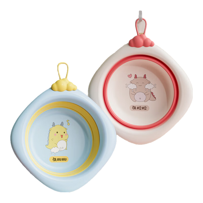 COOKSS Foldable Baby Washbasin, Newborn Face Basin, Hanging Foldable Washbasin for Face And Bottom Cleaning, Blue + Pink Two-Pack