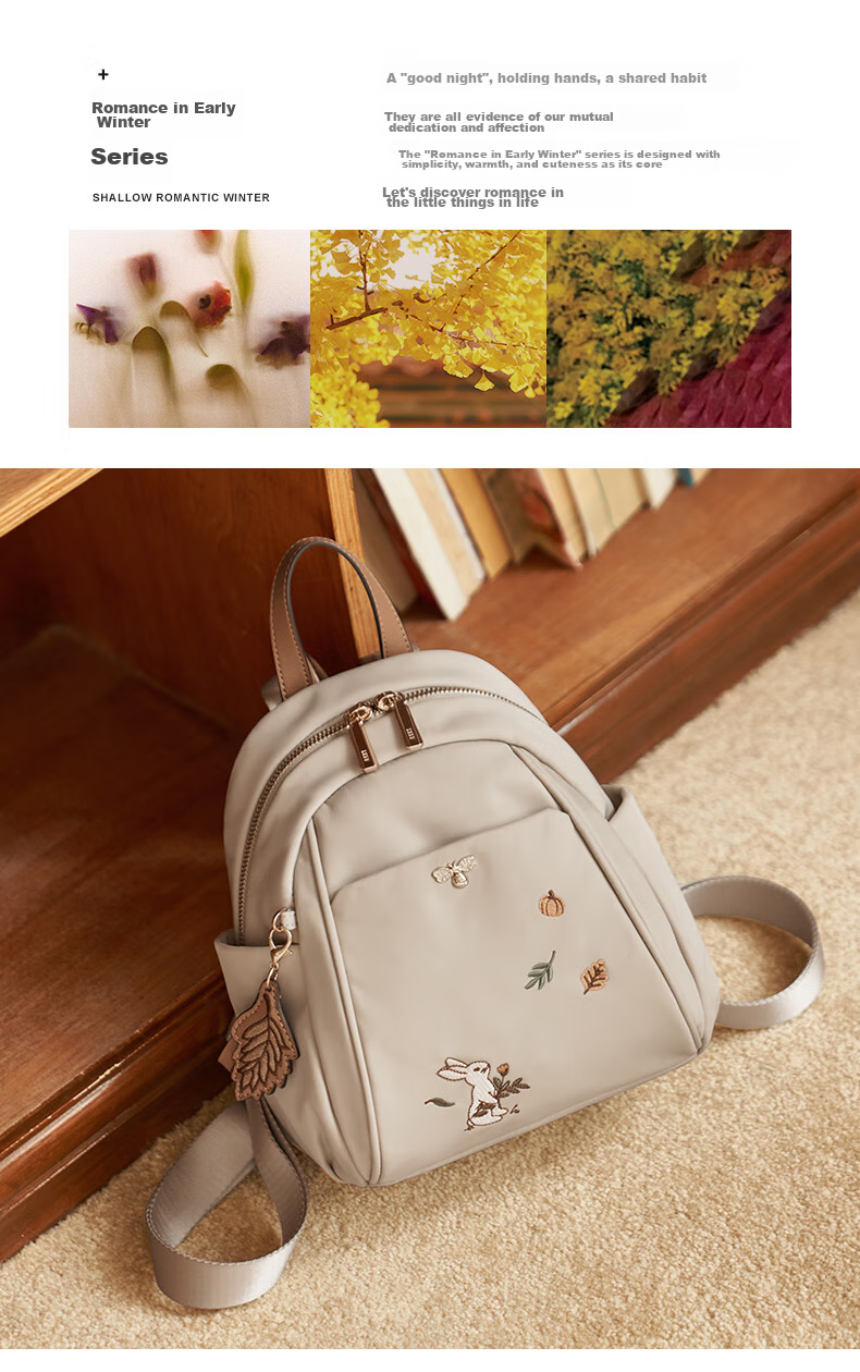Laifu Xiaomifeng Embroidered Backpack for Women, Korean-Style Fashionable Commuter Travel Canvas Small Backpack 2