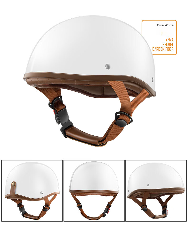 YEMA 3C Certified 352S Electric Motorcycle Helmet Men's Retro Half Helmet Electric Scooter Safety Helmet Women's Four-Season Lightweight Summer One Size Khaki White 15