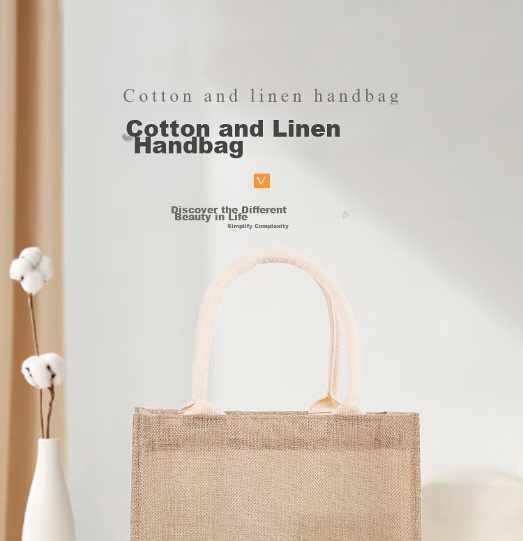 TaTanice Linen Bag, 1 Piece, Handbag, Holiday Gift Bag, Shopping Storage Bag, Lunch Box Bag 1