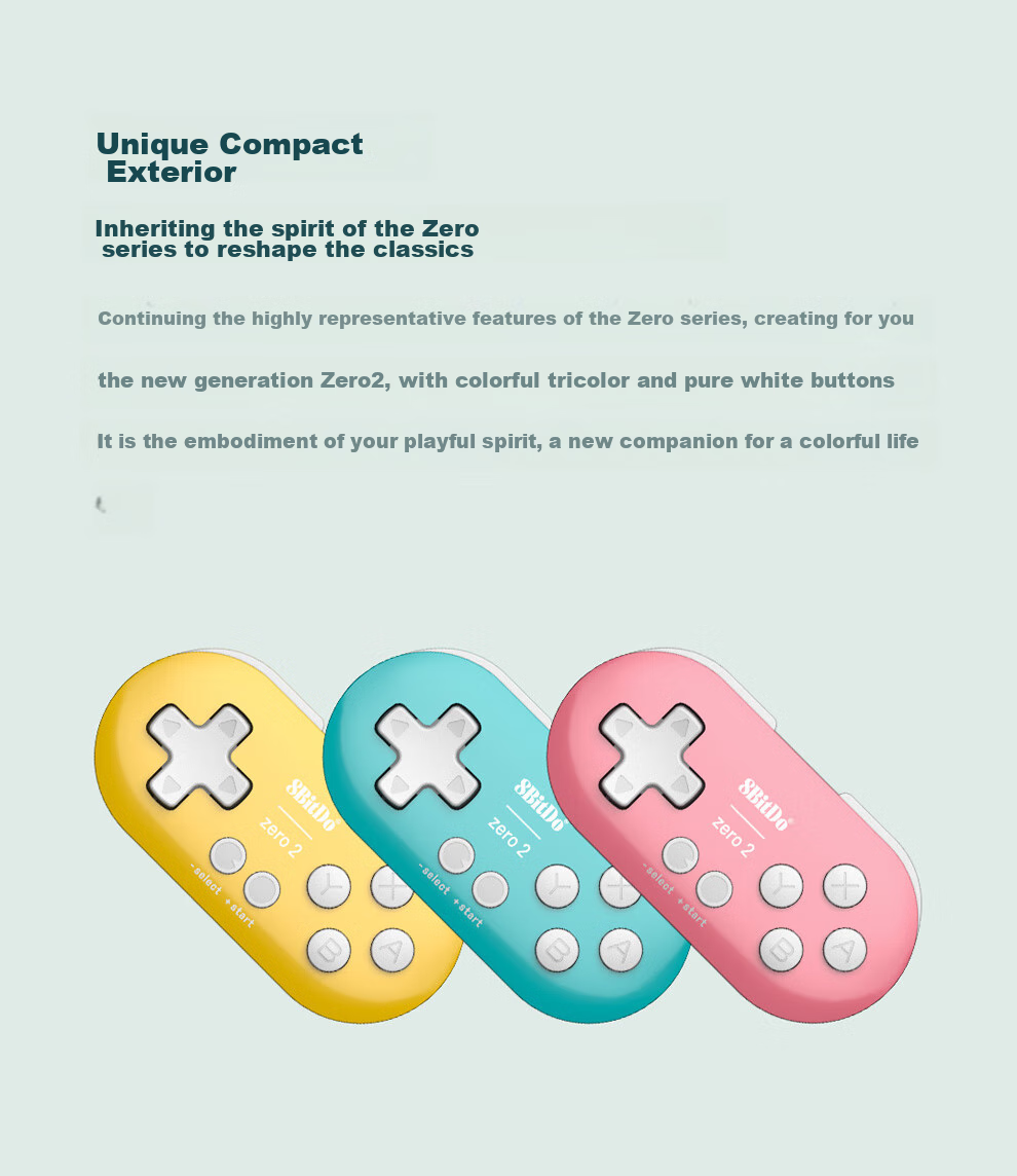 8BitDo Zero2 Mini Game Controller, Anki Shortcut Tool, Drawing Shortcut Assistant, Wireless Mobile Switch Game Console Steam, Cherry Blossom Pink 2