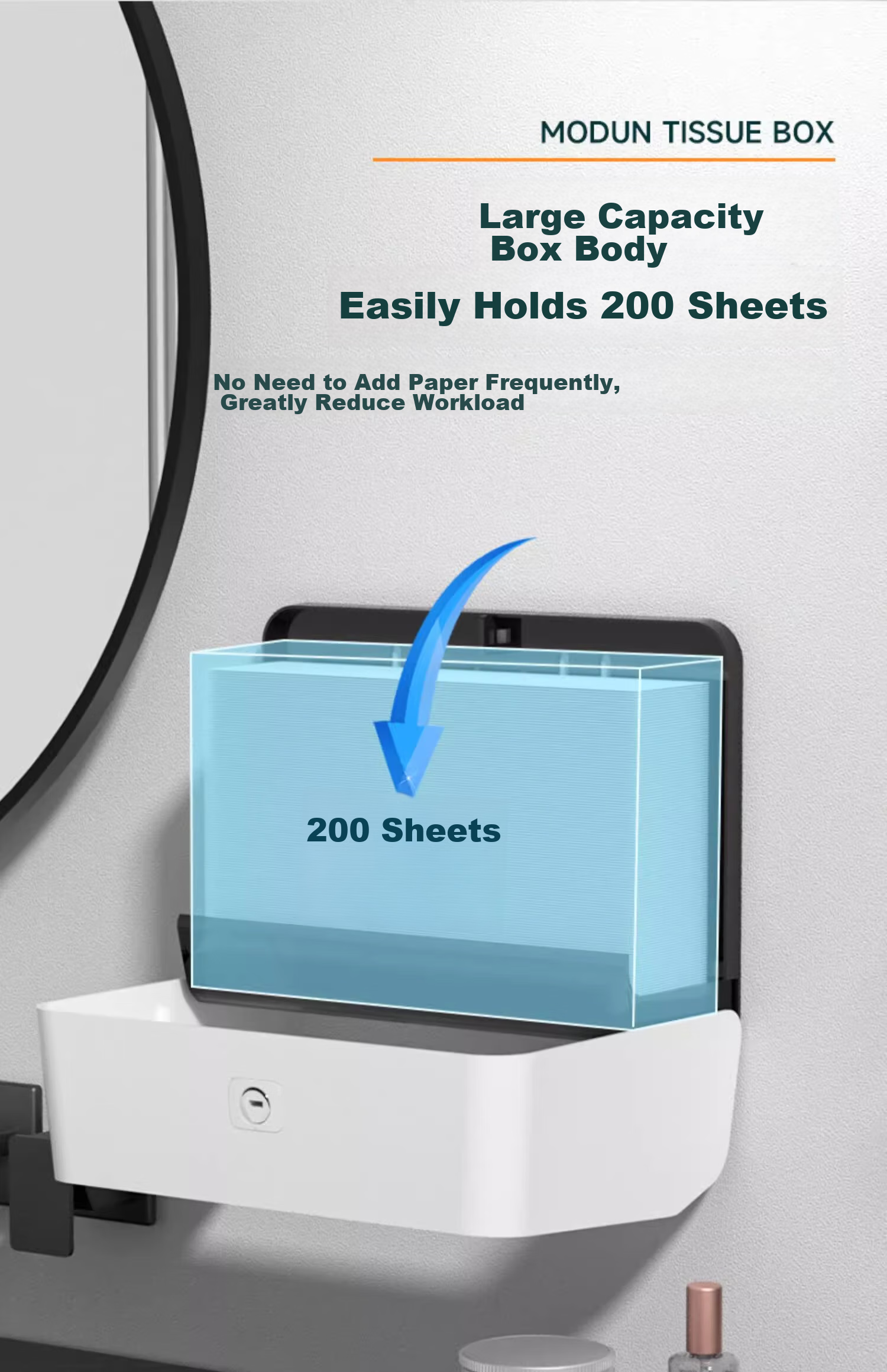 MODUN Hand Towel Dispenser, Bathroom Hand Towel Holder, Commercial Wall-Mounted No-Drill Washroom Paper Towel Dispenser 11