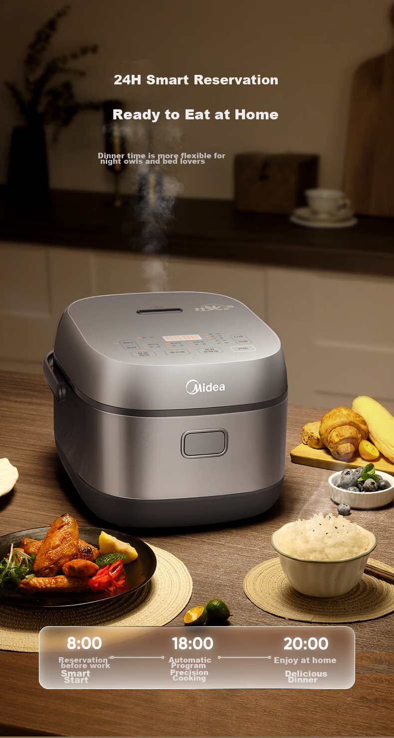 Midea 3L Rice Cooker, IH Heating, Nutritious Mixed Grain Rice, 24h Smart Reservation, 1.5mm Fine Iron Pot, Detachable Upper Cover for Cleaning, MB-CFB3036H [ZMD Peace of Mind Series] 10