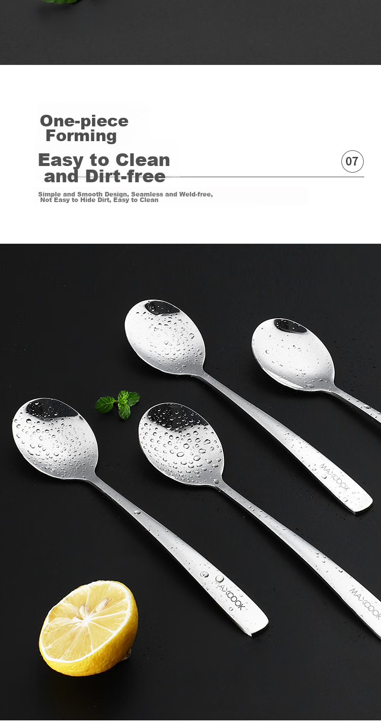 MAXCOOK 304 Stainless Steel Soup Ladle And Spoon Set, Extra Large And Thick Round Bottom Serving Spoons, Rice And Soup Spoons, 4-Piece Set MCGC9533 15