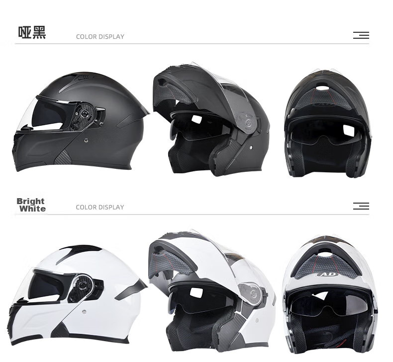 AD Motorcycle Flip-Up Helmet, 3C Certified, Unisex All-Season Flip-Up Helmet, Class A Winter Anti-Fog Motorcycle Full Helmet, Summer Electric Scooter Safety Helmet, K9 White 22