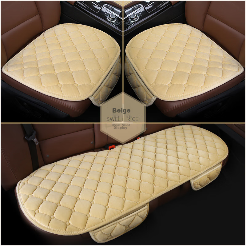 Digalun Car Seat Cushion 7-Piece Set Winter Plush Seat Cover Headrest Neck Pillow Warm Car Seat Pad Set 9